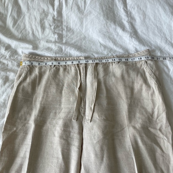 L.L. Bean Classic Fit 100% linen beige elastic tie waist pants | 18 - Picture 10 of 13